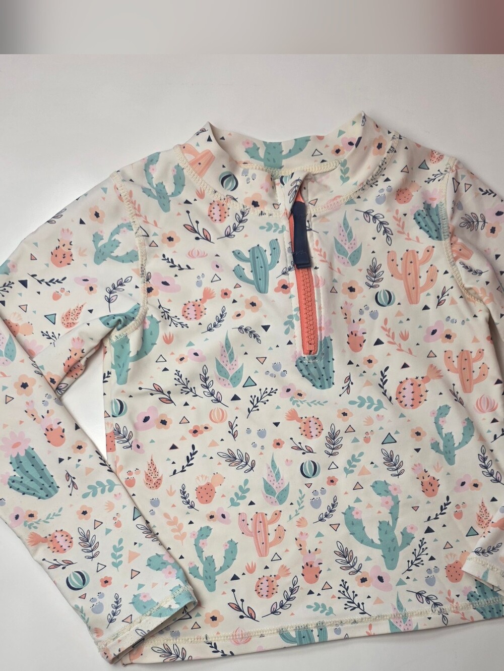 RuffleButts Girls Cactus Print Rash Guard Size 5